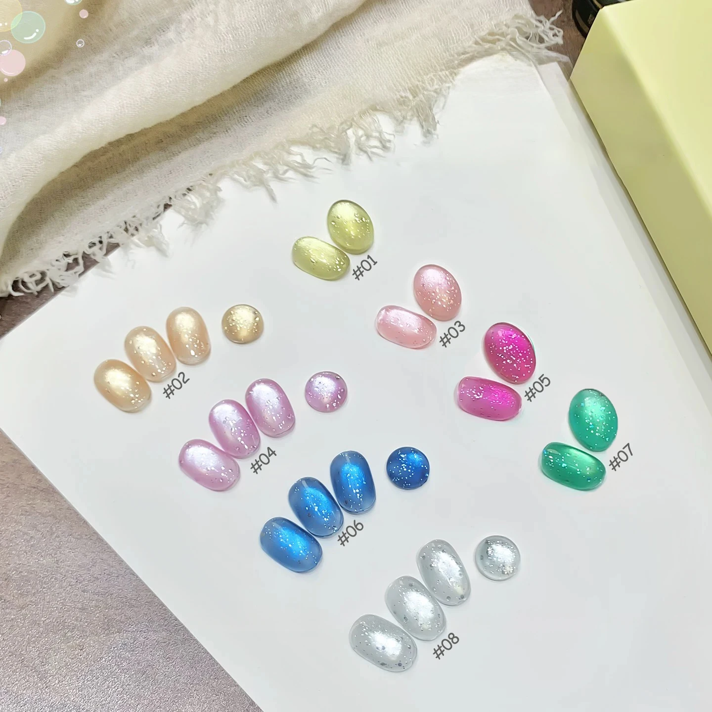 

1pcs WS 2025 Popular Super Glitter Glass Bead Nail Salon Nail Art Refreshing Colorful Bubble Water Cat Eye Gel Nail Polish