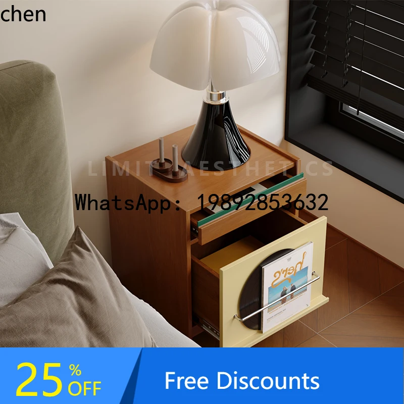 

bedside table double-layer bedside cabinet color matching color contrast storage small cabinet baking paint