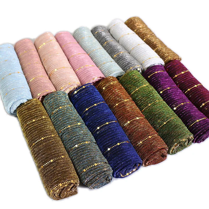 New Shimmer Hijab Shawl Woman Muslim Headscarf Elastic Headband Multicolor Female Islamic Turban Party Tippet Echarpe