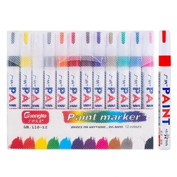 6/12 Pcs Paint Pen Metal Paint Pen Waterproof Colorful Oil-based Markers Industrial Marking Painting Graffiti Paint Oil Pen