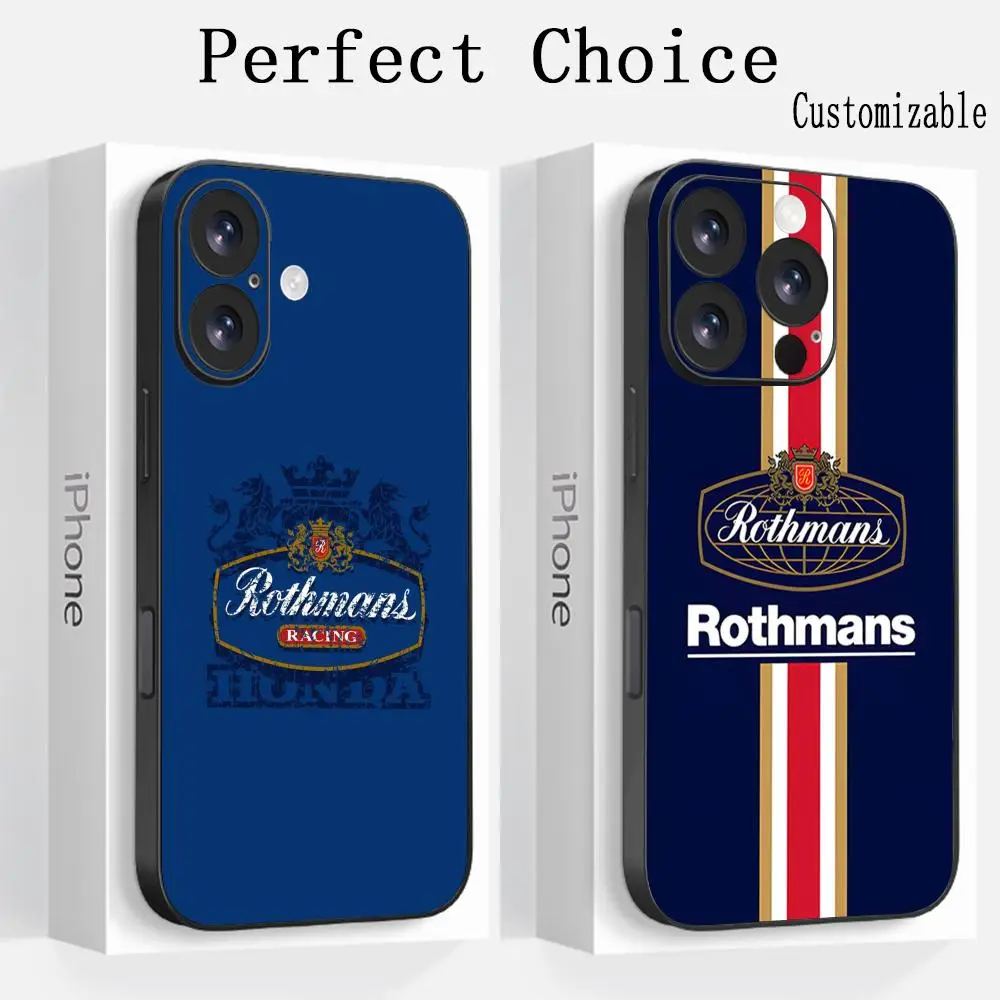 Брендированный чехол для телефона R-Rothmans для iPhone 18, 17, 16, 15, 14, 13, 12, X, XR, XS, Plus, Mini, Pro, Max. Мягкий черный противоударный чехол.