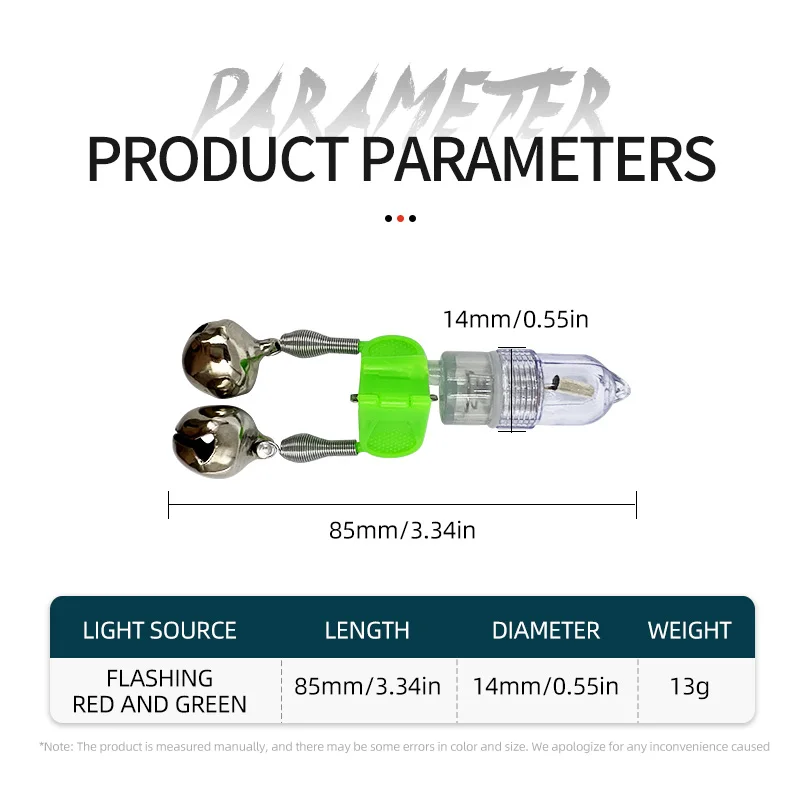 Alarma de picada LED con campanas gemelas para pesca nocturna - imagen 3