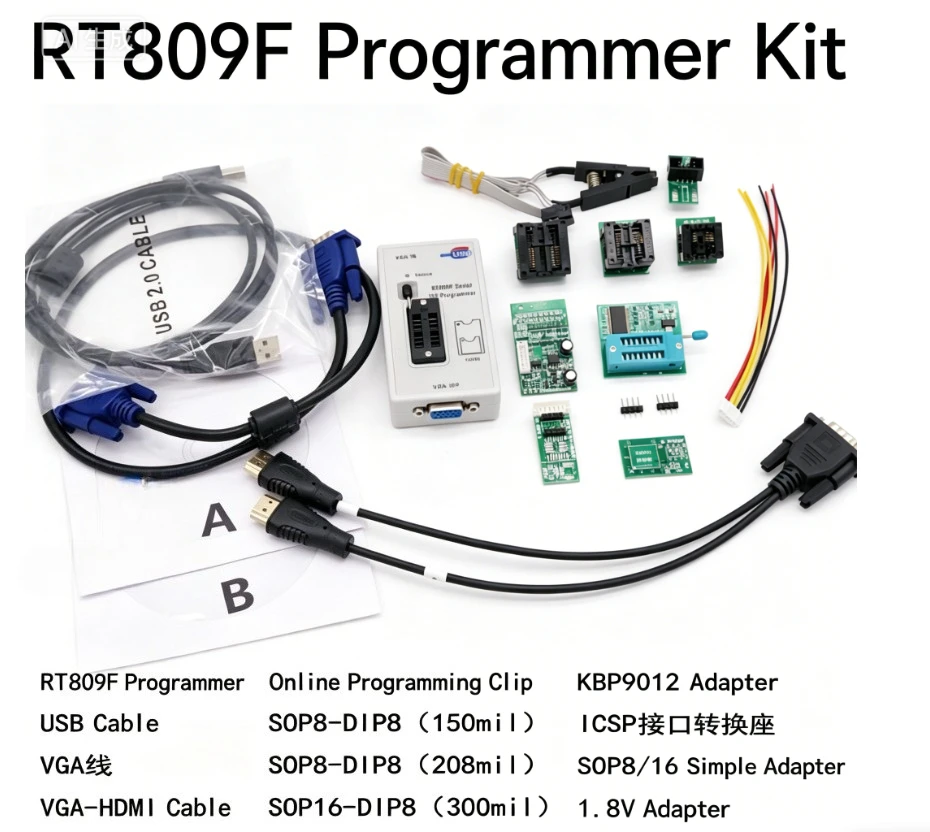 RT809F main board LCD high-speed USB programmer BIOS burner, intelligent read and write program, accessory set