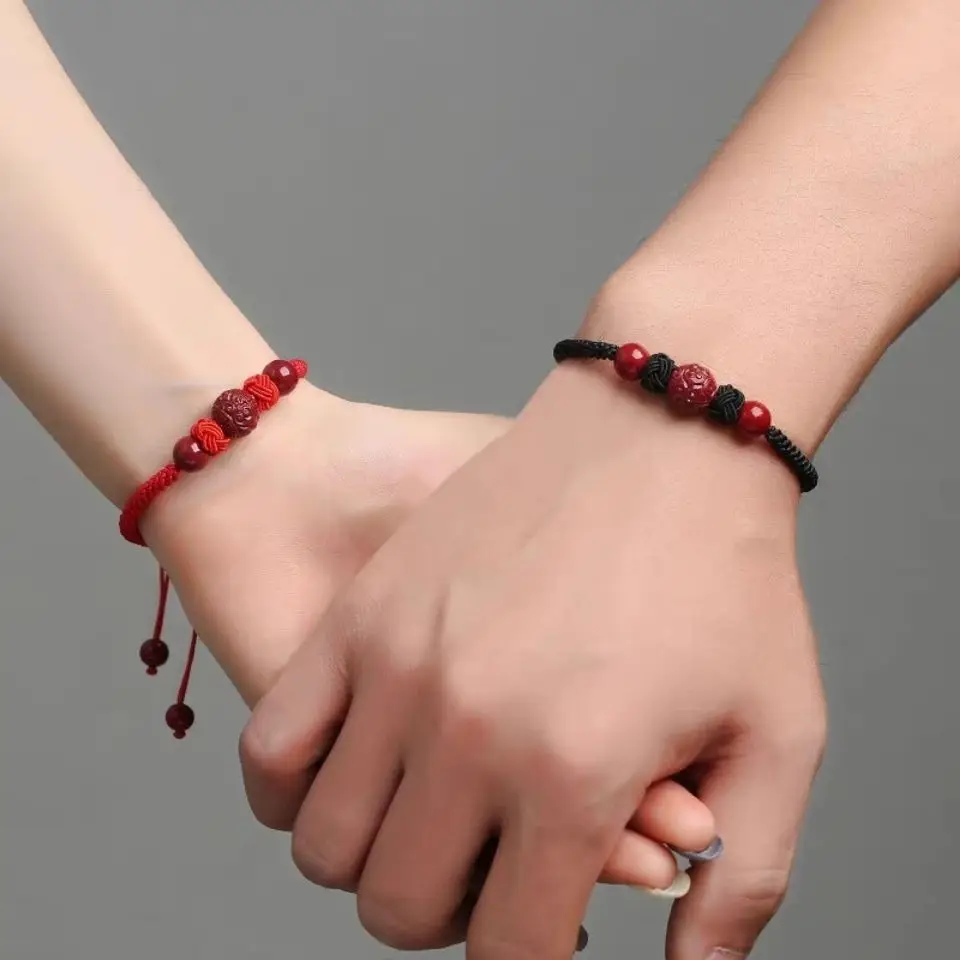 

UMQ Handband Hand-woven Hand Rope Cinnabar Bracelet Couple's Bring In Wealth Lucky Hand String Jewelry Tanabata Valentine's Gift