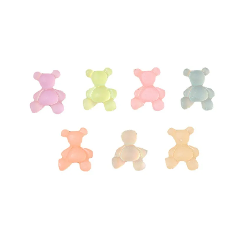 20PCS Cute Luminous Bear 3D Nail Art Accessories Glow In The Dark Manicure Decoracion Charms Nail Supplies For Professional