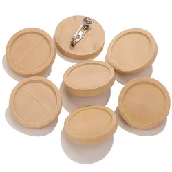 10pcs Wood Cabochon Brooch Base Settings Resin 20 25 30 40mm Round Bezel Tray Diy Brooches Pin Flat Backs for Jewelry Making