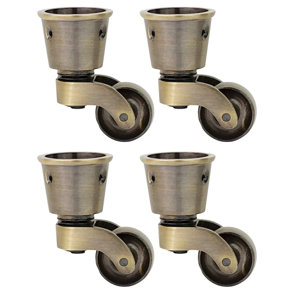 Retro Cup Wheels Brass Casters For Floor Protection Diagonal Groove Design Matte Finish Heavy-duty Load Floor Protection
