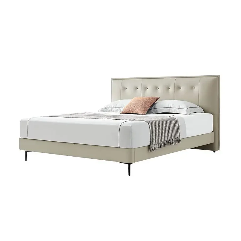 

Minimalist light luxury master bedroom ultra hin leather bed, bedroom soft bag modern simple double side bed