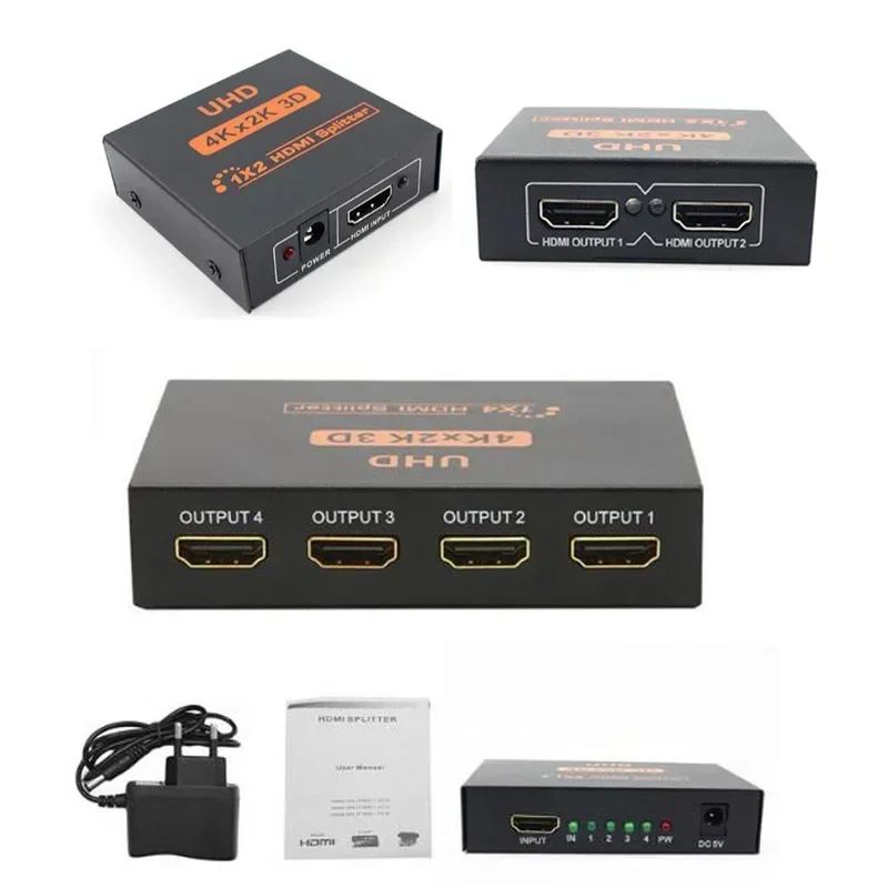 

Ultra HD 4K HDMI-совместимый разветвитель 3D 1080p UHD 4K*2K Видеопереключатель Переключатель 1 в 2 выхода/1 в 4 выхода HUB Ретранслятор Усилитель