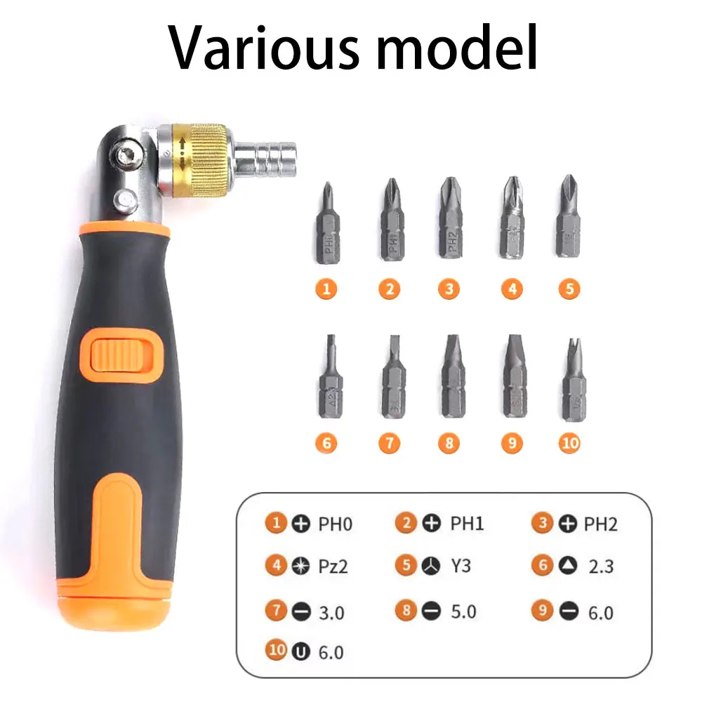 Portable Ratchet Screwdriver S2CR-V Multifunctional Screwdriver Set 180° Adjustable Anti-skid Handle Hidden Screwdriver Head