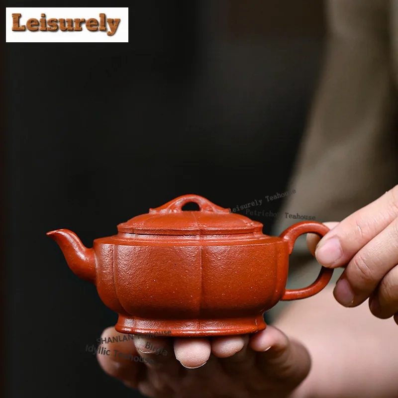 

120ml Classic Yixing Purple Clay Teapots Handmade Rib Pot Raw Ore Zhu Mud Kettle Chinese Zisha Tea Set Tea Services Decoration
