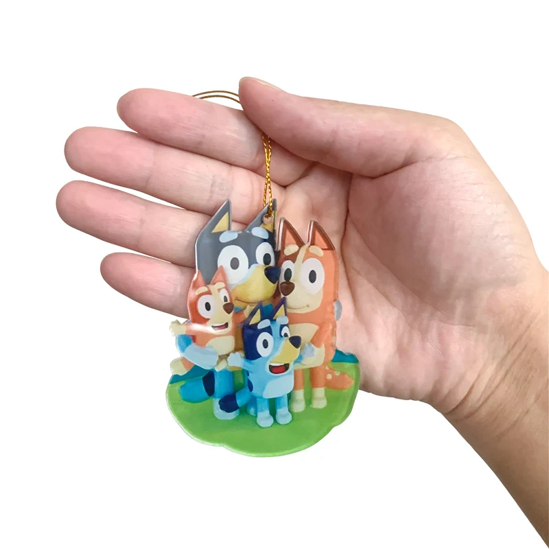 Bluey Bingo Anime Figure Print Acrylic Material Pendant Cartoon Dog Family Children Birthday Christmas Decoration Gift