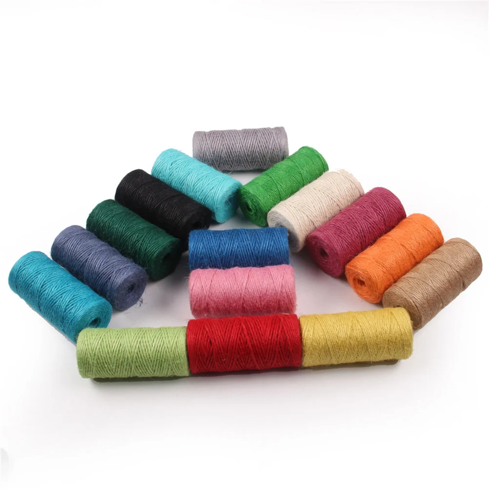 

100M Colorful Hemp Rope Dark Red For Diy Crafts Wedding Decoration Garden Binding String Artificial Ribbon Decorative Cord