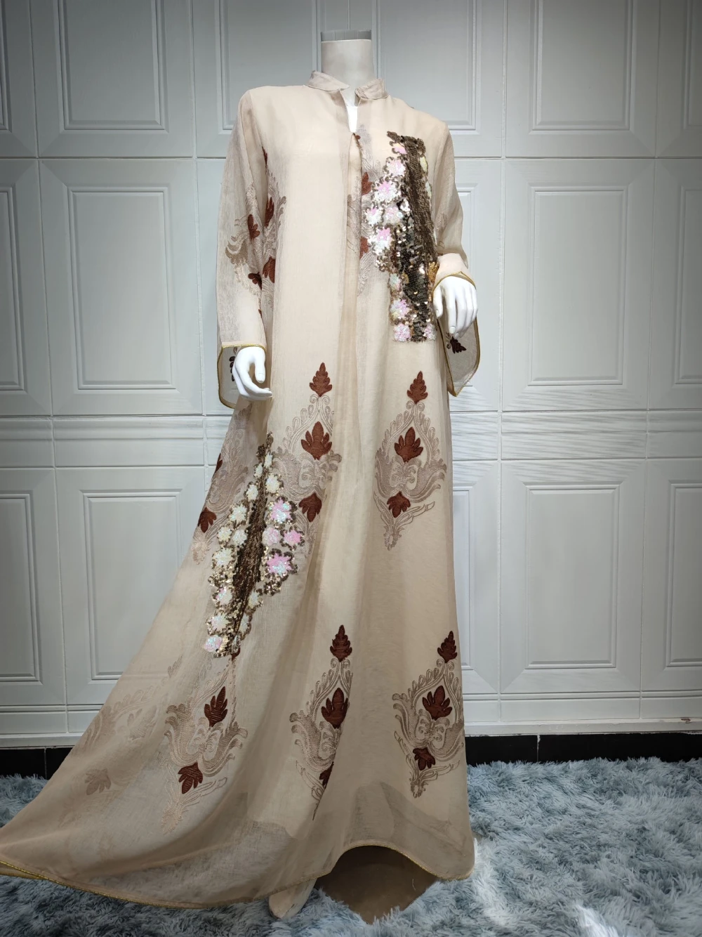Robe de soirée brodée de belles perles et paillettes, Robe de soirée caftan en 7 couleurs, charmante Robe de bal musulmane à manches longues, offre spéciale