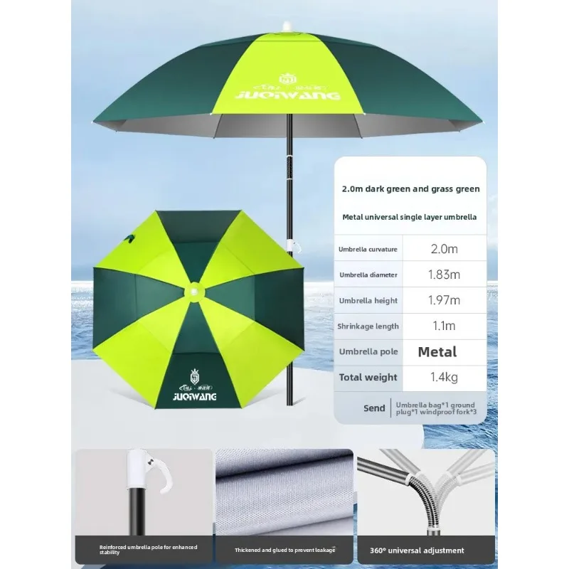Heavy Duty No Base Fishing Umbrella New Model Outdoor Windproof 360 Degree Shade Parasol Walking Stick Angled for Fishing