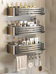 Estante de esquina de baño sin taladro, estante de ducha montado en la pared, juego de organizador de baño, accesorios de baño, 1-3 piezas