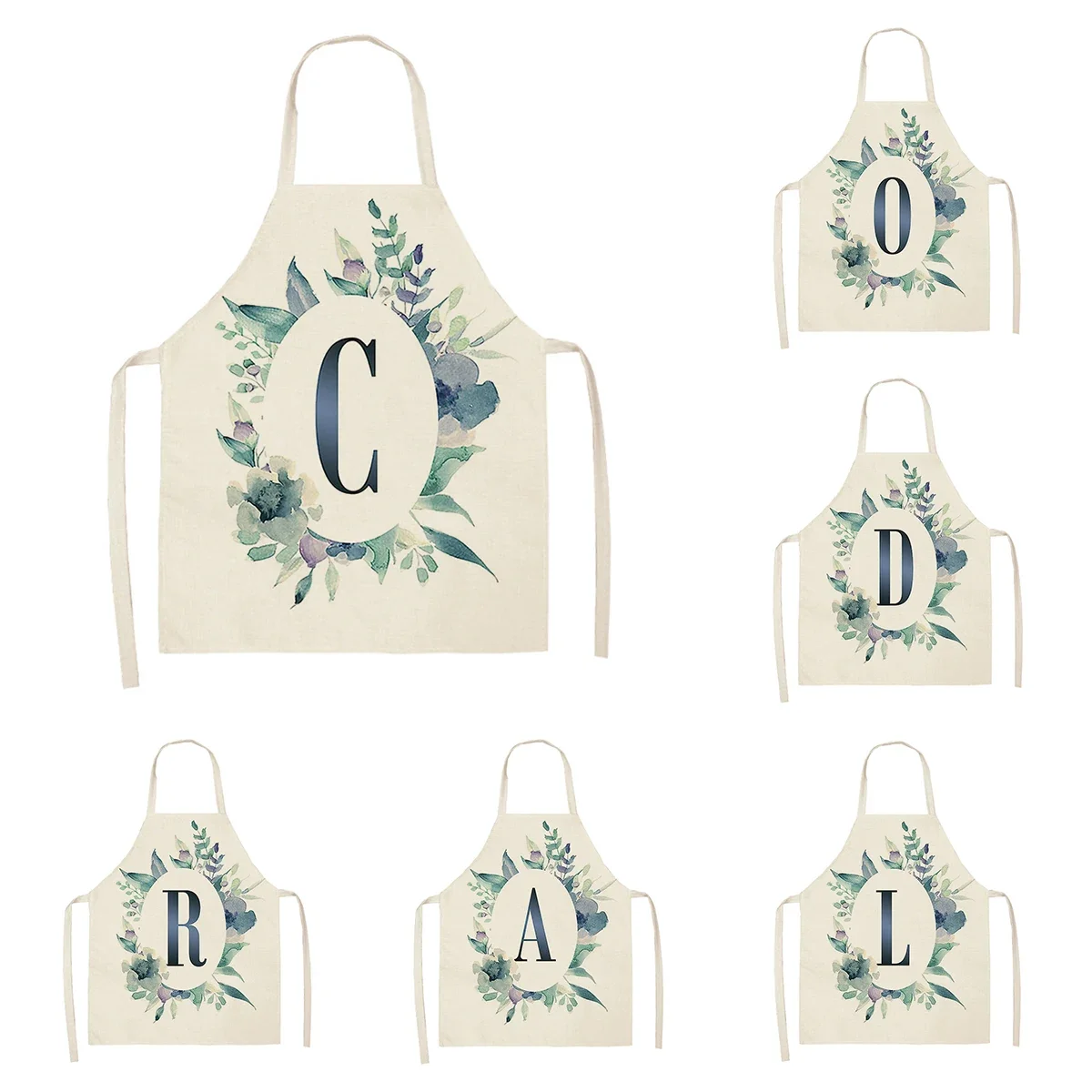 Home wreath Letter Pattern Apron Women Men child Linen Stain Resistant Apron Cooking Household Cleaning Tool Kitchen Utensils