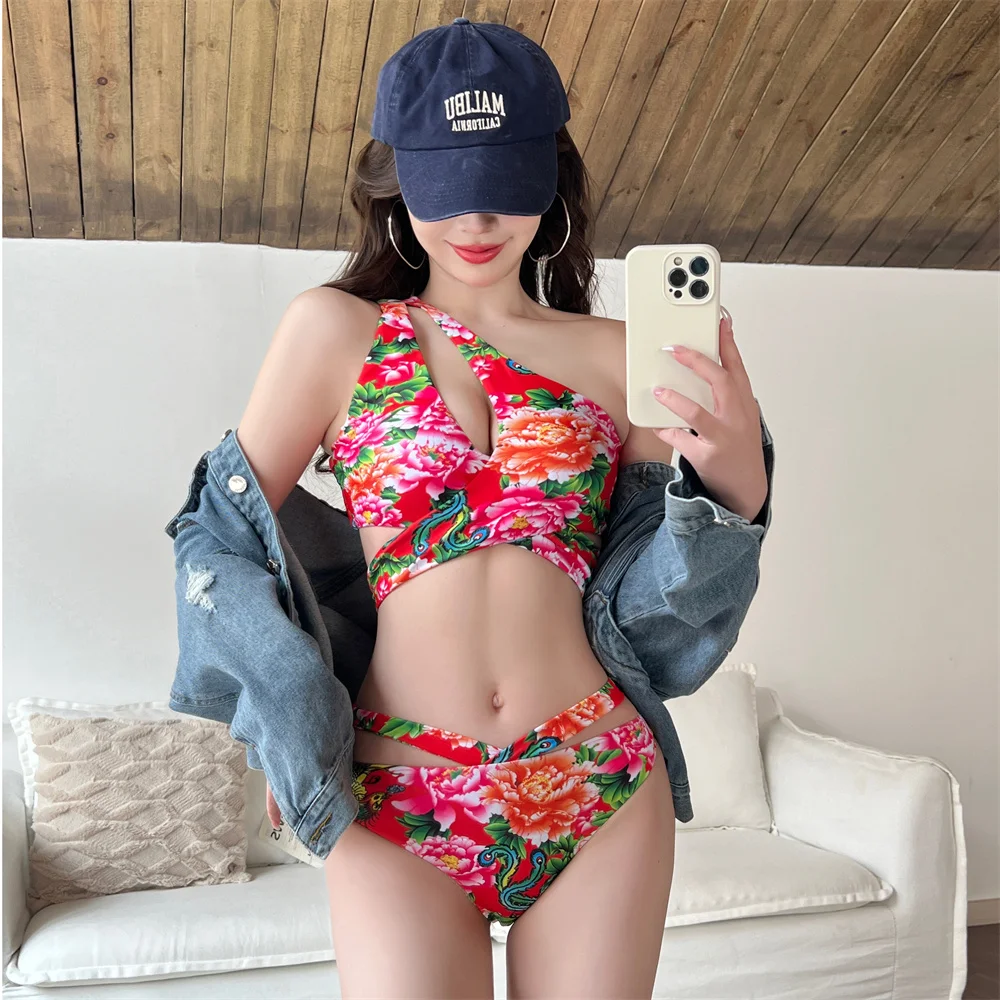 Northeast Dahua Cloth 2-Piece Bikini 2025 Beach Swimwear Swimming Pool Hot Sexy Women'S Swimsuit Vacation Suit High Waisted Set