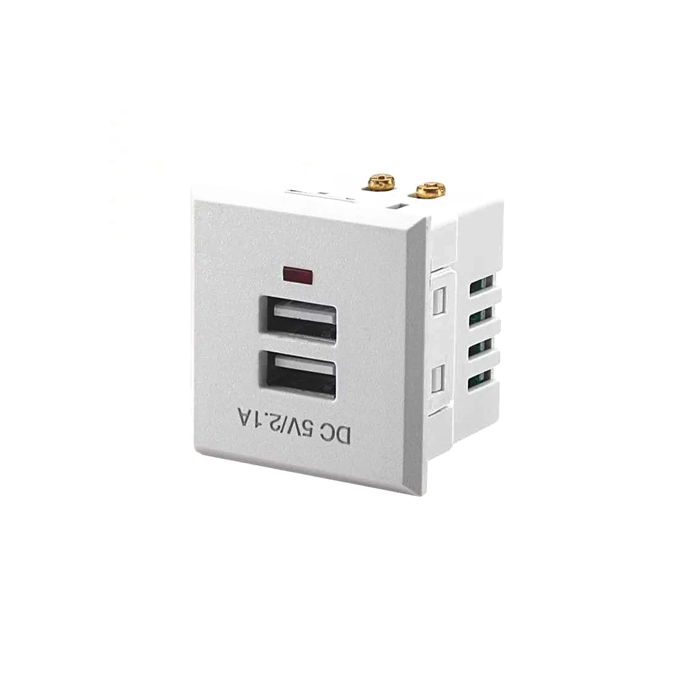 5V 2.1A Dual USB Power Socket Embedded Dual USB Desktop Receptacle DC Charging Power Panel Module Outlet