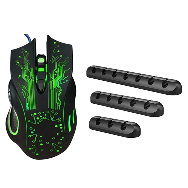 1ชิ้นตัวจัดการสายไฟที่หนีบสายเคเบิ้ล & ตัวยึดสายเมาส์แบบมีสาย1ชิ้นเมาส์สำหรับเล่นเกมส์แบบเงียบ