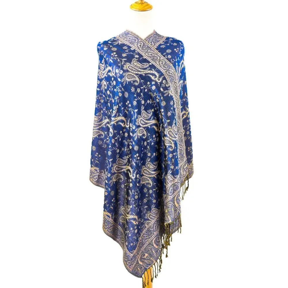 패셔너블한 페이즐리 롱 스카프, 태슬 올매치 숄, 햇빛 방지 모조 캐시미어 머리수건