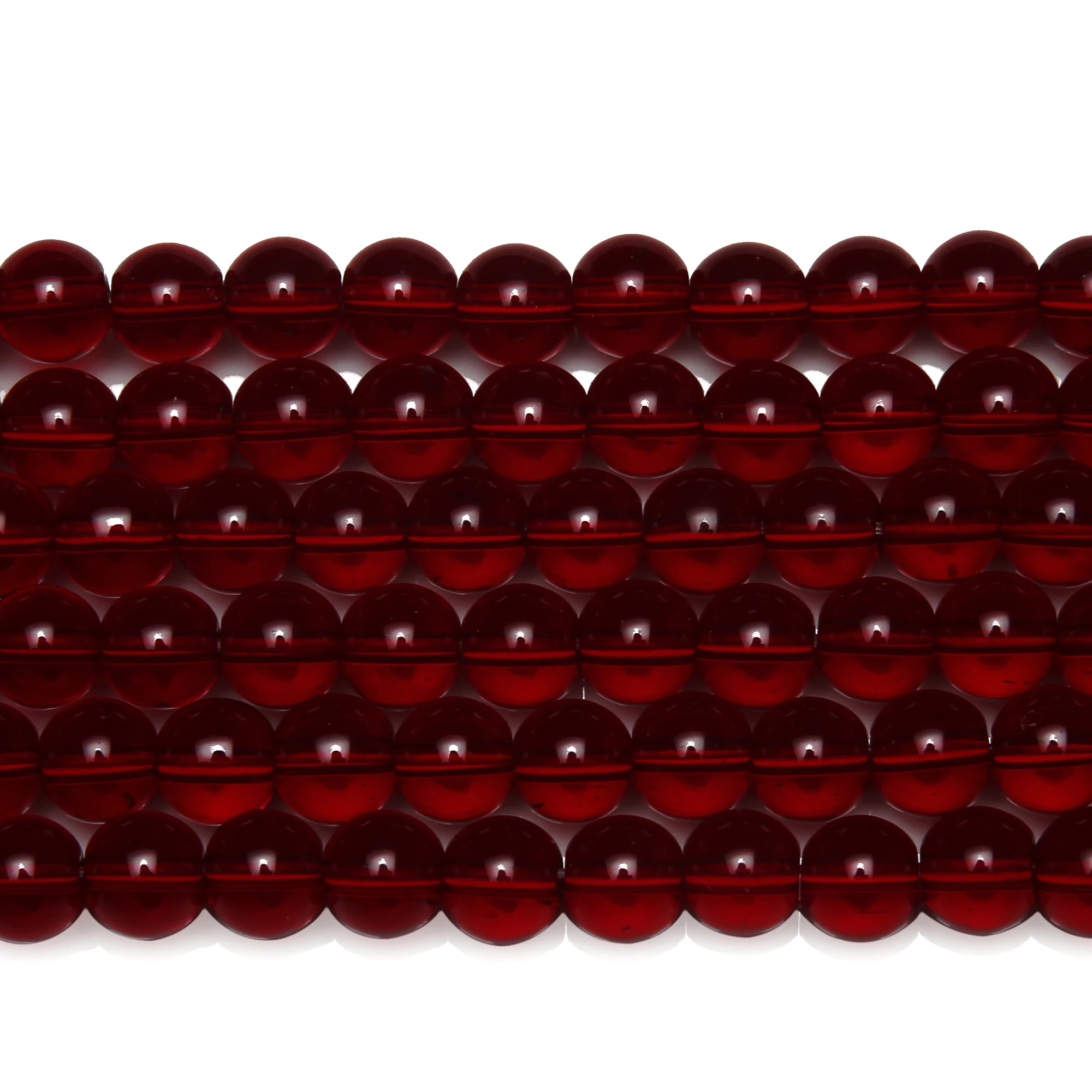 Natürliche, glatte, granatfarbene Glasperlen, 15 Zoll Strang, 6, 8, 10 mm, Größe wählbar, für Schmuckherstellung. – Detail 2