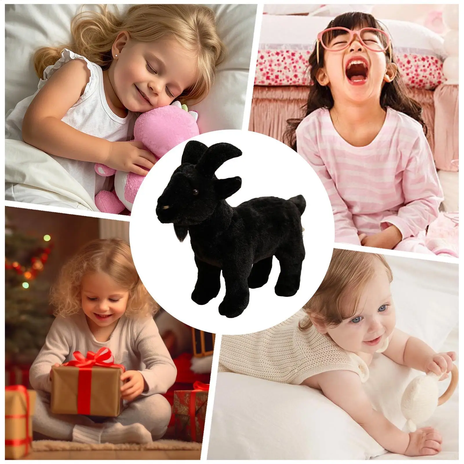 30 سنتيمتر مزرعة الحيوان ألعاب من نسيج مخملي لينة لطيف محاكاة أسود أبيض الماعز جبل محاكاة ألعاب من القطيفة دمية طفل الأطفال هدية #6