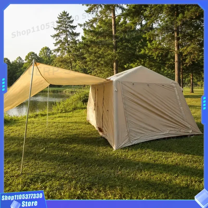 Luxury Inflatable Ridge Tent 396x270cm 420D Oxford Fabric High Strength PVC Air Column Waterproof Glamping Cabin Outdoor