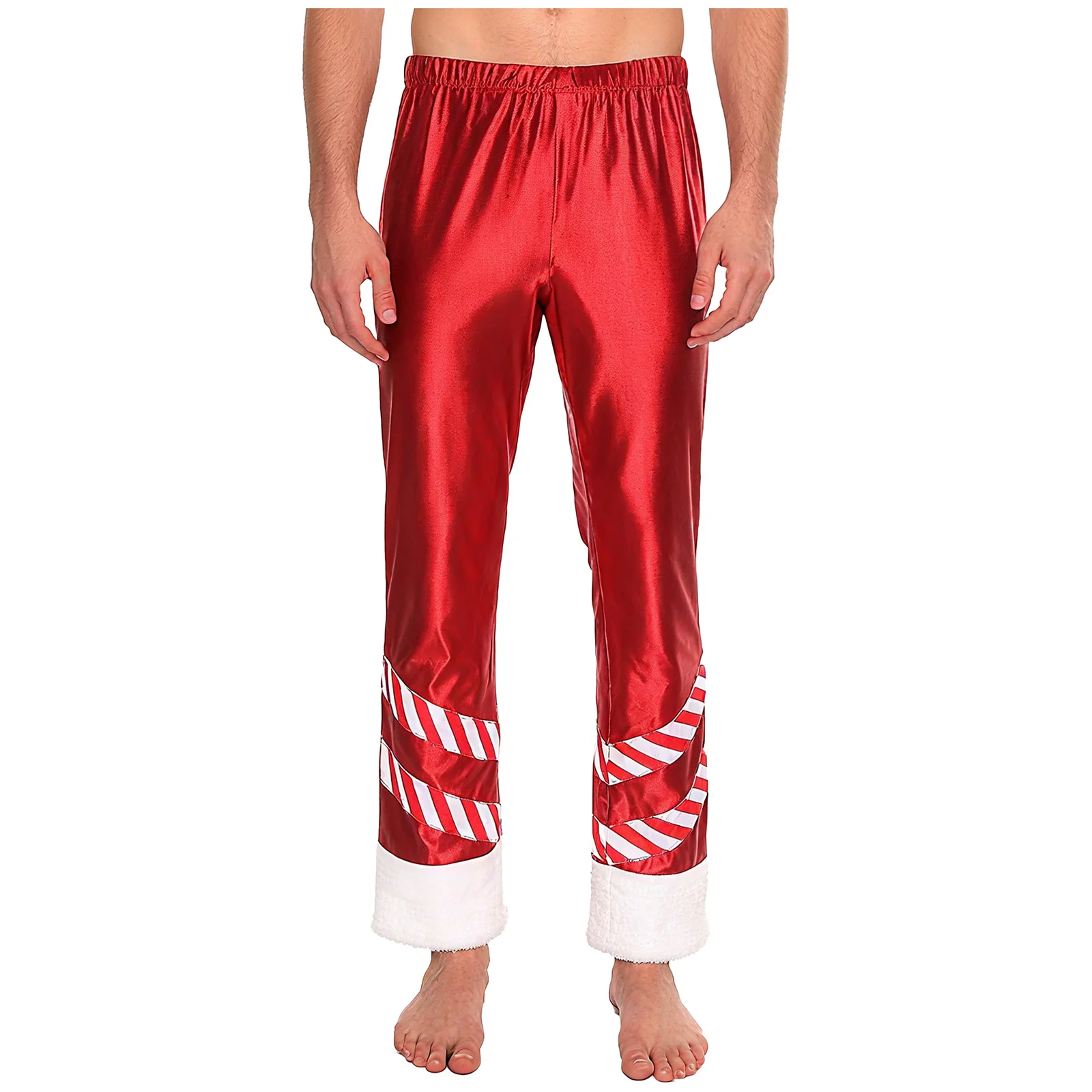 الرجال عيد الميلاد موضوع حفلة زي حزام مطاط التباين اللون المخملية السراويل الفضفاضة سانتا كلوز عطلة المهرجانات تأثيري ارتداء