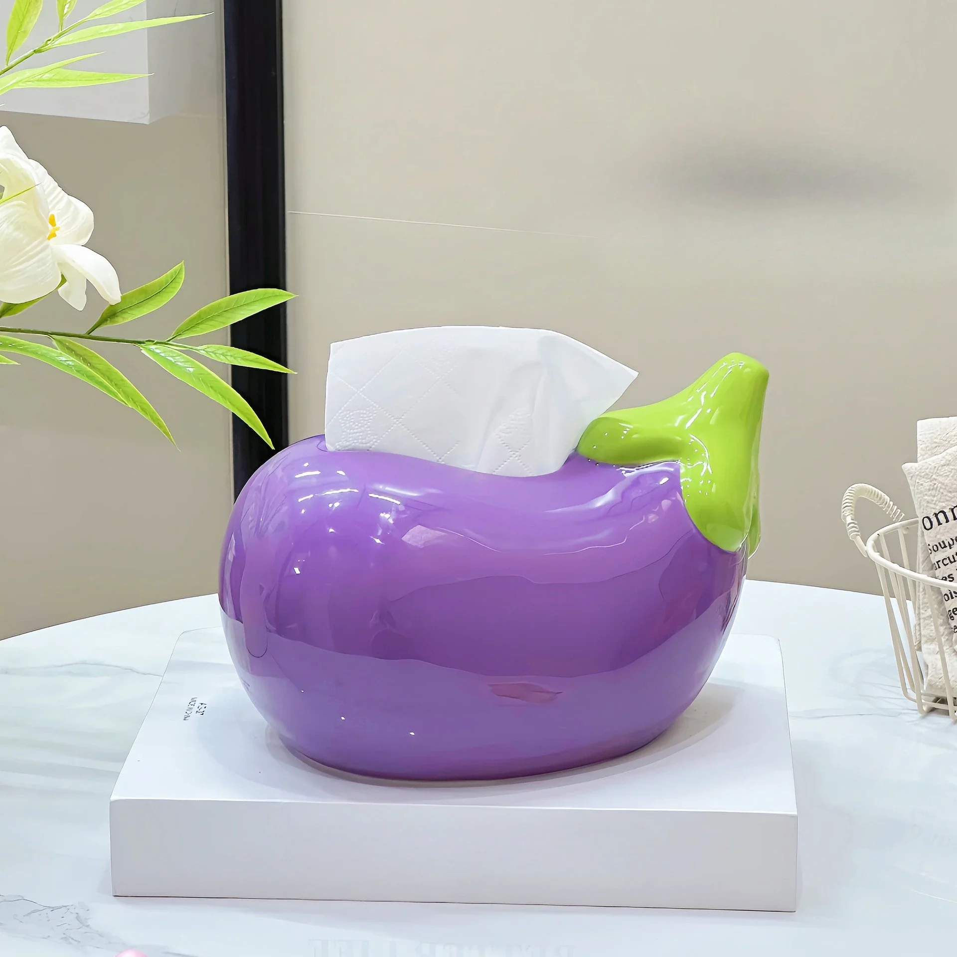 

Cute Eggplant Carton Household Living Room Coffee Table Ornament Desktop Decoration Cartoon Tissue Box Napkin Paper Box