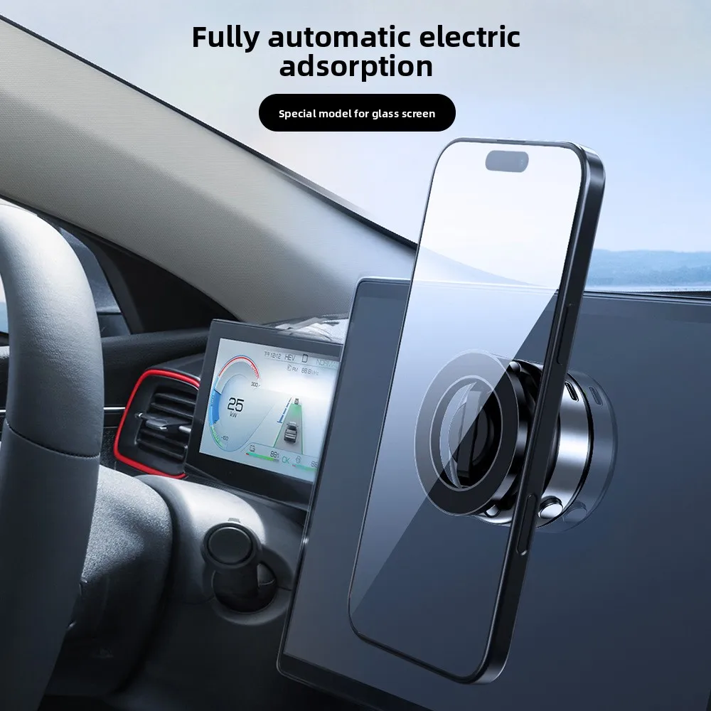 X98 Electric Vacuum Magnetic Car Phone Holder 360° Rotating Strong Suction Mount for Smartphone Desk Live Streaming