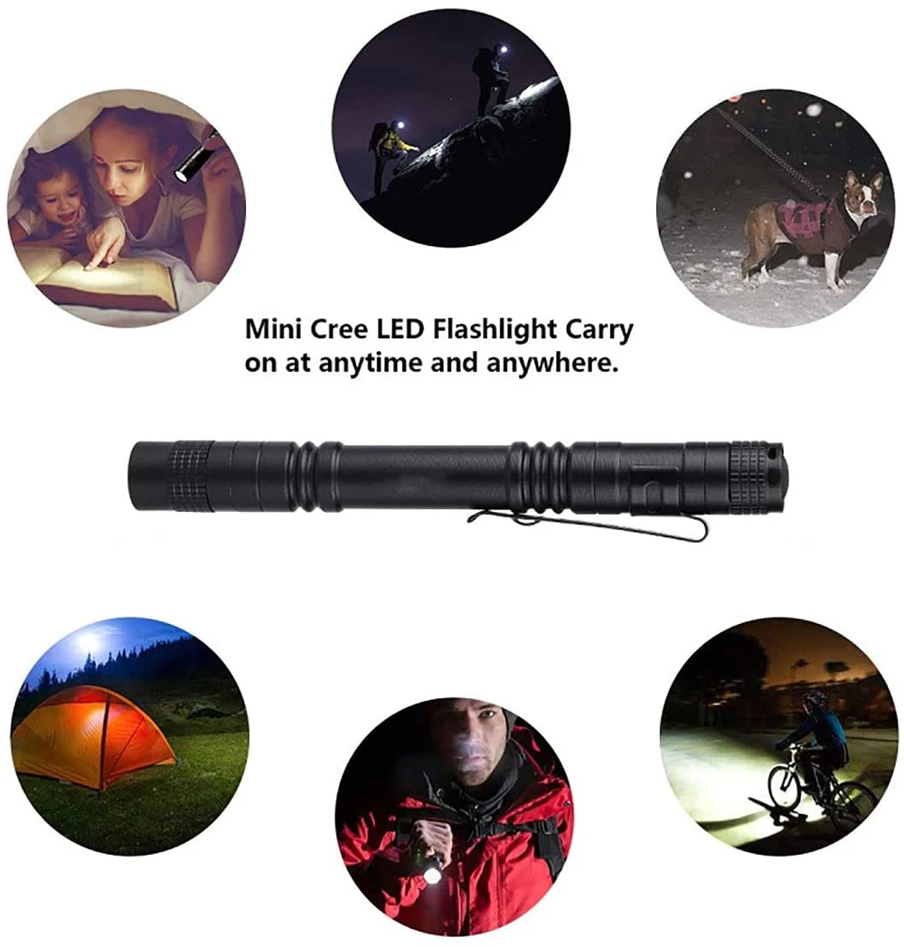 New Portable Mini flashlight Pen Light Flashlight LED Pocket Waterproof AAA Battrey Small Penholder For Hunting Repair Camping