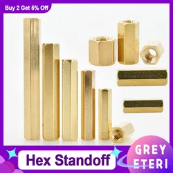 Hexagonal Hollow Female Brass Motherboard Standoff PCB Support Hex Spacing Screw Bolts Rack Mount Column M2 M2.5 M3 M4 M5 M6