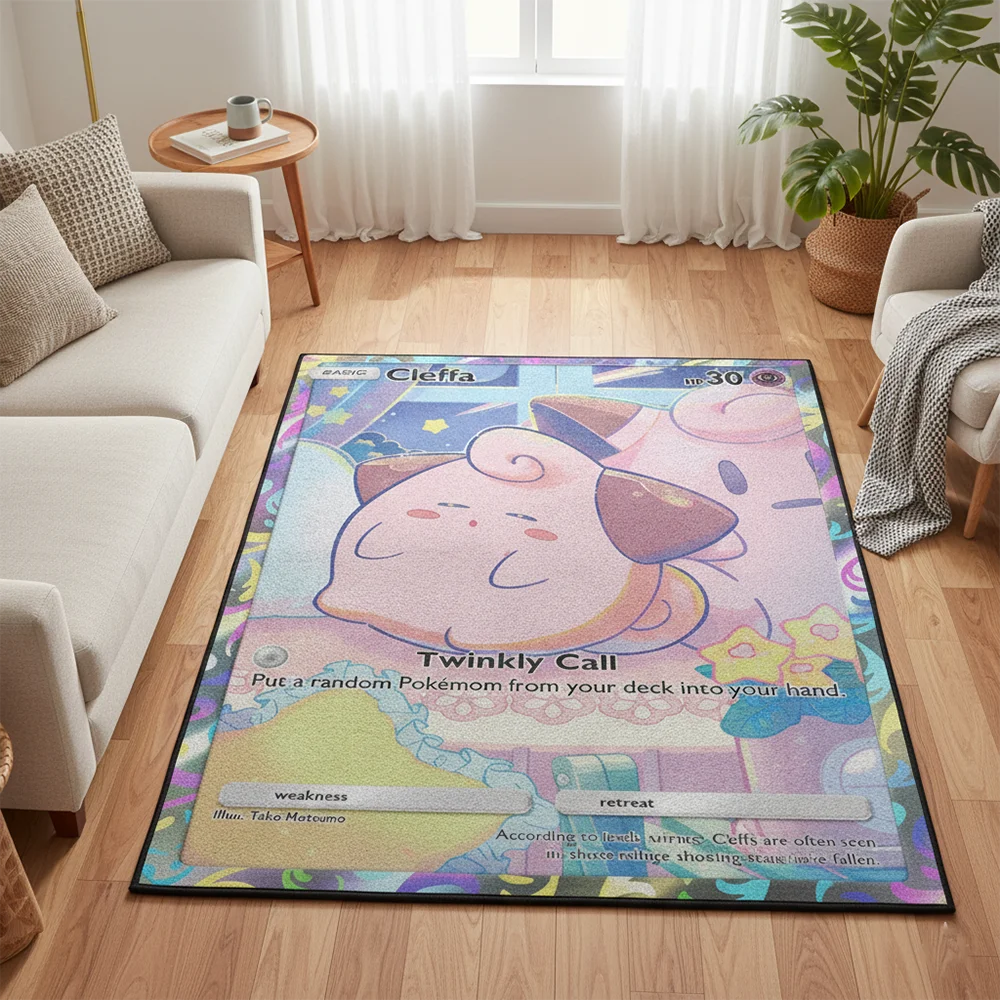 Pokemon Cleffa Anime Rug Kawaii Cute Aesthetic Room Decor Soft Plush Carpet Non Slip Floor Mat Gaming Room Otaku Gift Bedroom view 4