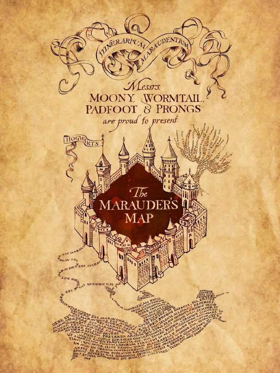 Marauders Map Cover Poster  Vintage Movie Collection Wall Art Print for Culture Enthusiasts and Decor Aficionados