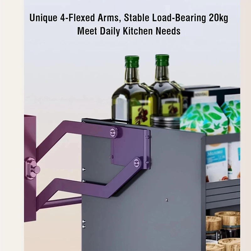 نظام حائط مع مصعد تخزين من سبائك الألومنيوم، خزانة مطبخ معدنية متعددة الوظائف قابلة للسحب، سلة رفع لأسفل #2