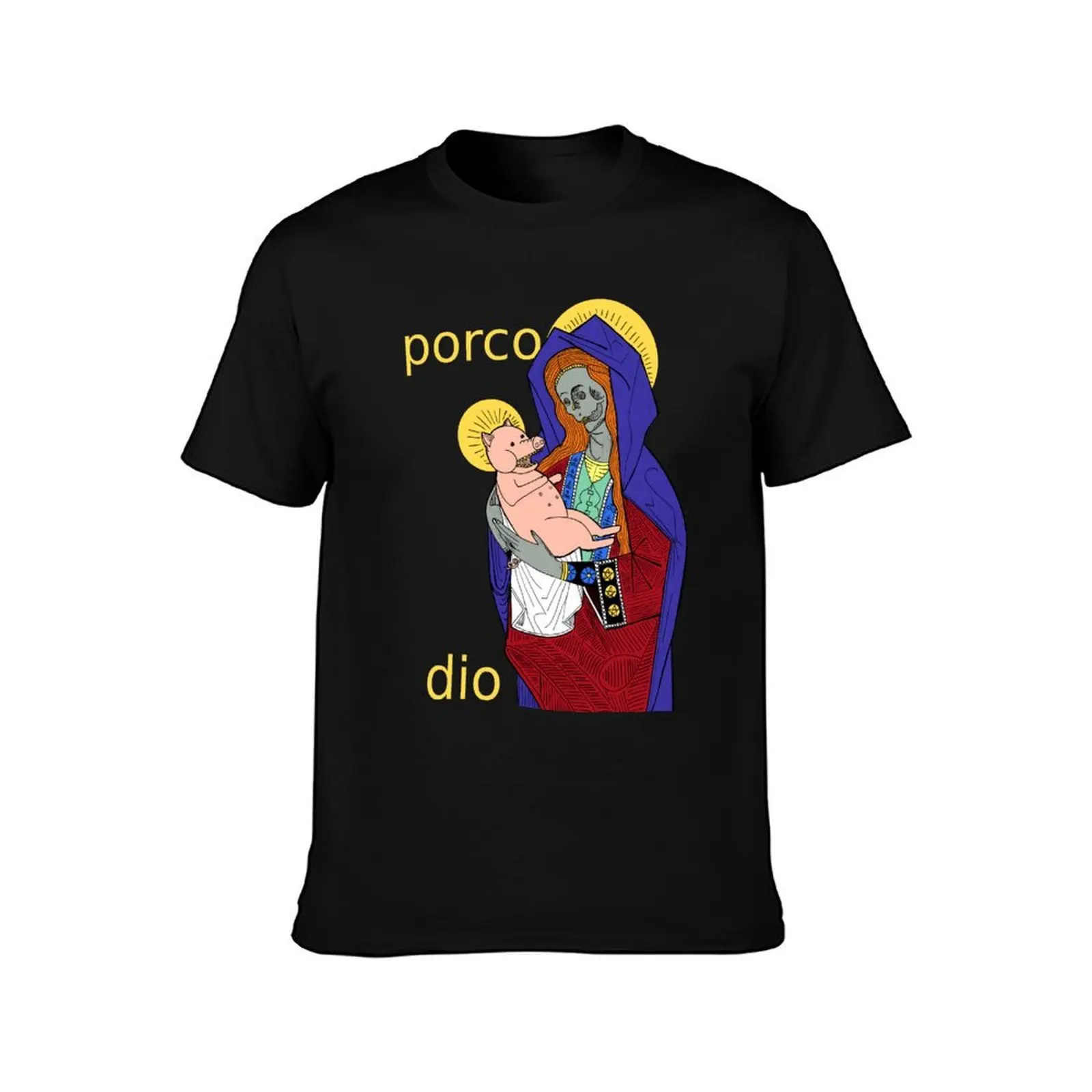 Porco Dio 2 T-Shirt, Summer Casual Cotton Tee, Oversized Streetwear Tops, Vintage Graphic Print, Loose Fit Short Sleeve