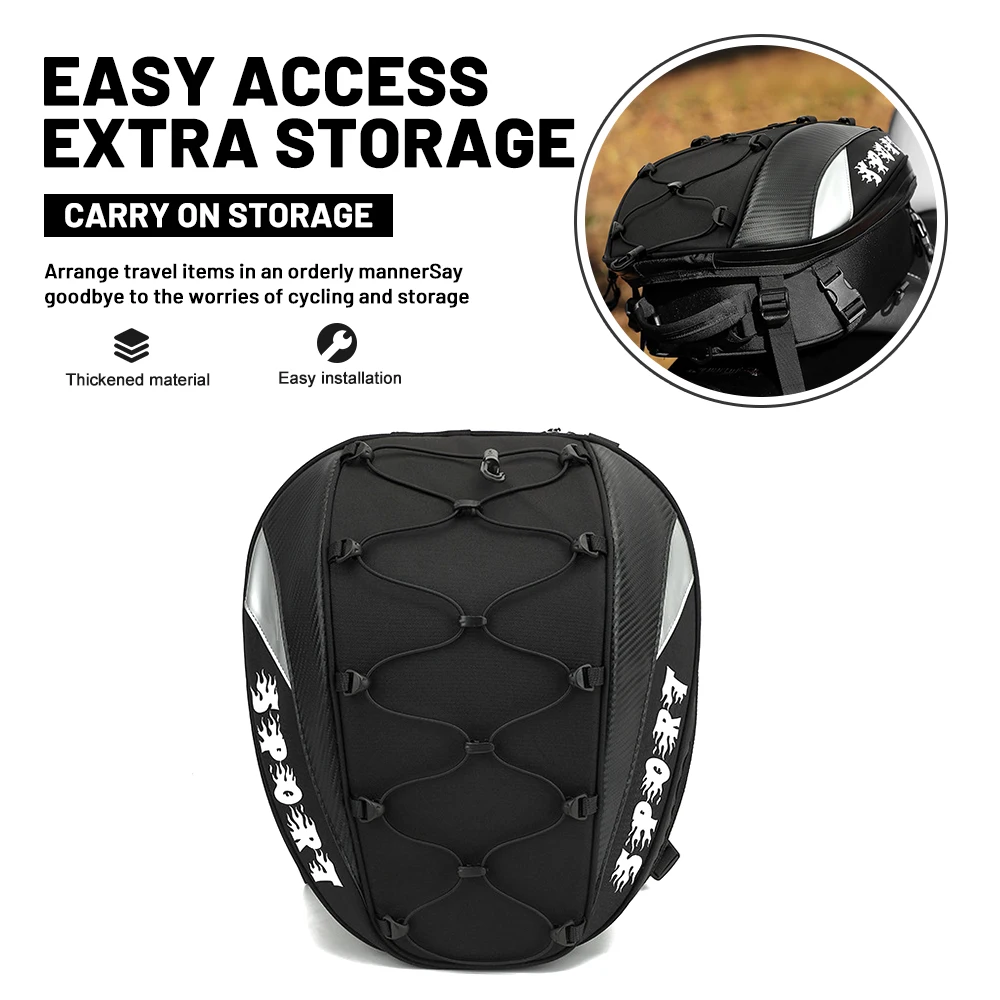 2-in-1 Unisex Waterproof Motorcycle Backpack Large Capacity Rear Seat Touring Luggage Cargo Bag Fits Full Face Helmet
