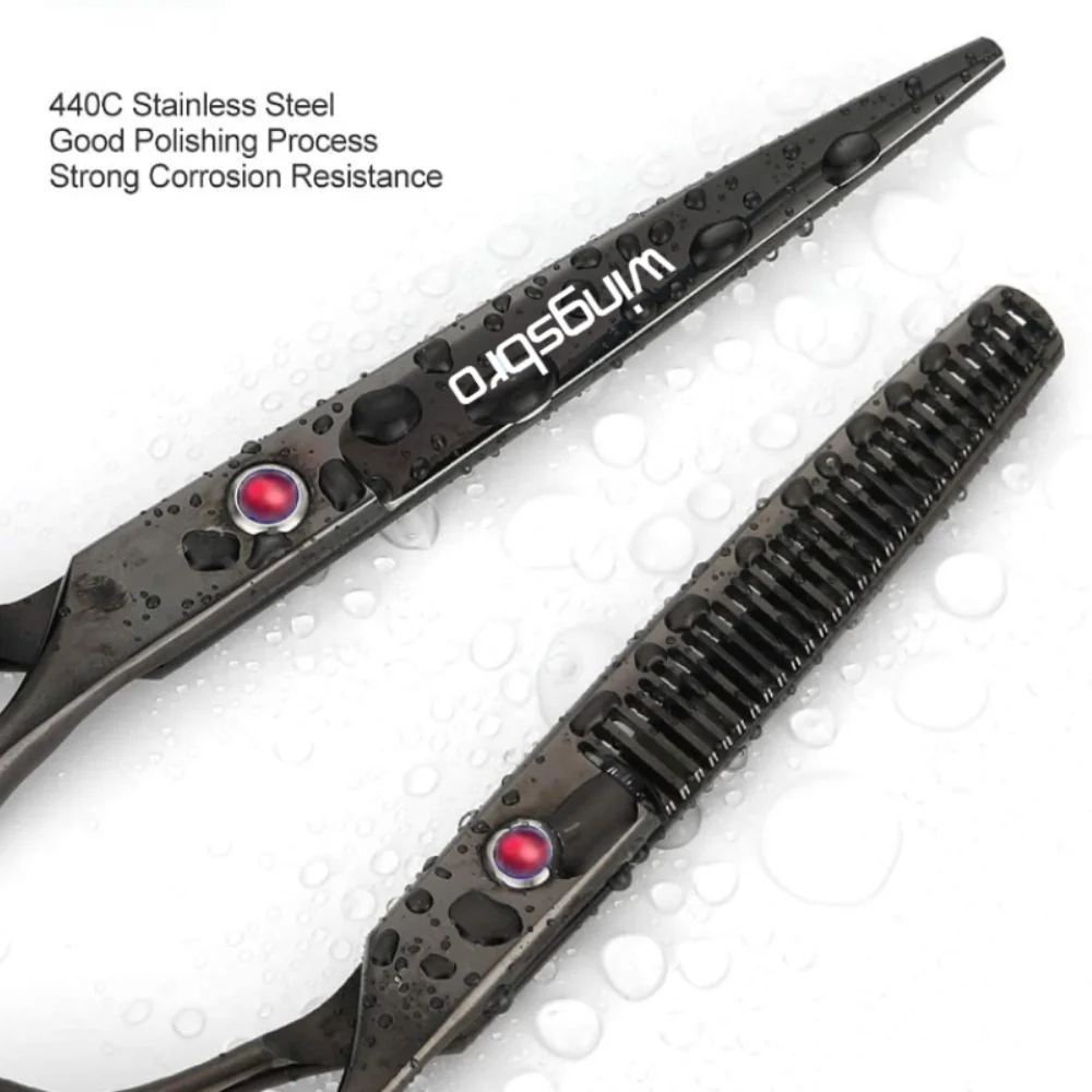 Wingsbro 7'/6' Professional Hairdressing Scissors Kit Hair Cutting Scissors Barber Salon Hair Cutter Comb Razor Stand Set