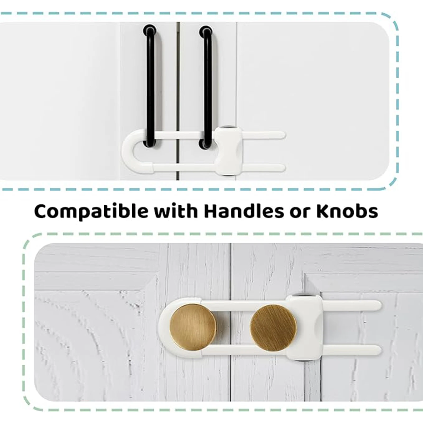 Sliding Cabinet Locks for Babies Adjustable U Shaped Baby Safety Locks for Kitchen Bathroom Storage Cupboards