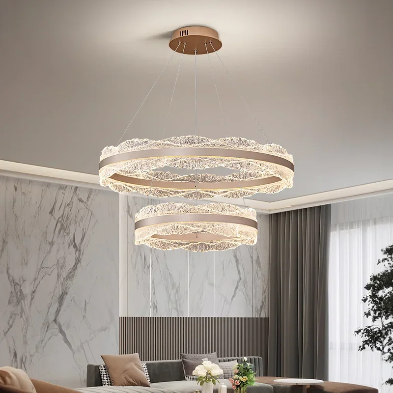 Nordic Wave Ring Acrylic LED Pendant Lights for Living Dining Table Room Bedroom Minimalist Design Dimmable Lusters Luminaires