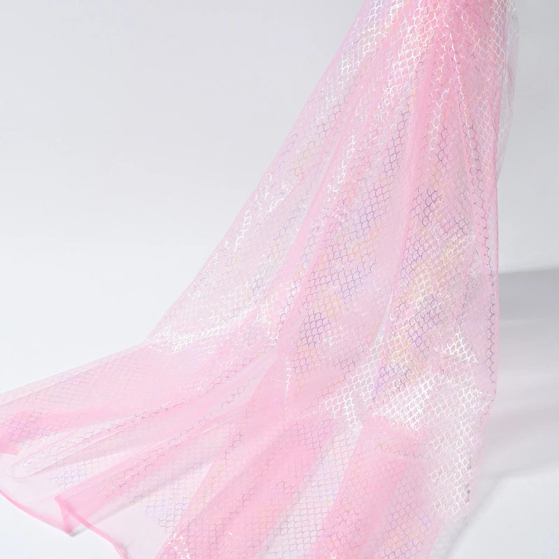 2M Colorful fish scale mesh fabric mermaid fabric children's dress Wedding Christmas Decoration Dress Stage Clothing Fabrics