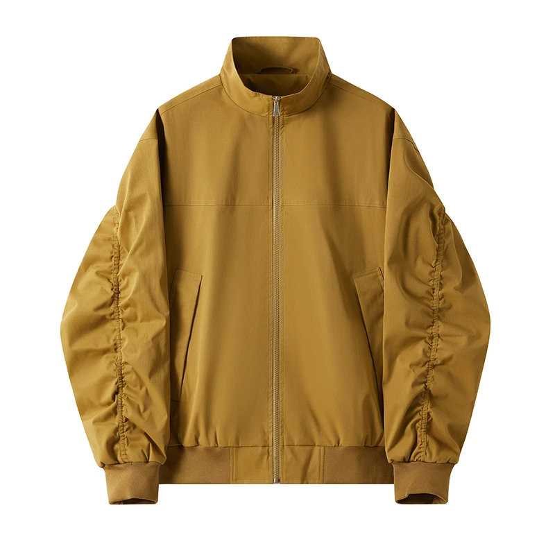 

American Style LooseFit Baseball Jacket Couple's Casual Outerwear Versatile Lightweight Long Sleeve Zipper Closure puffer jacket