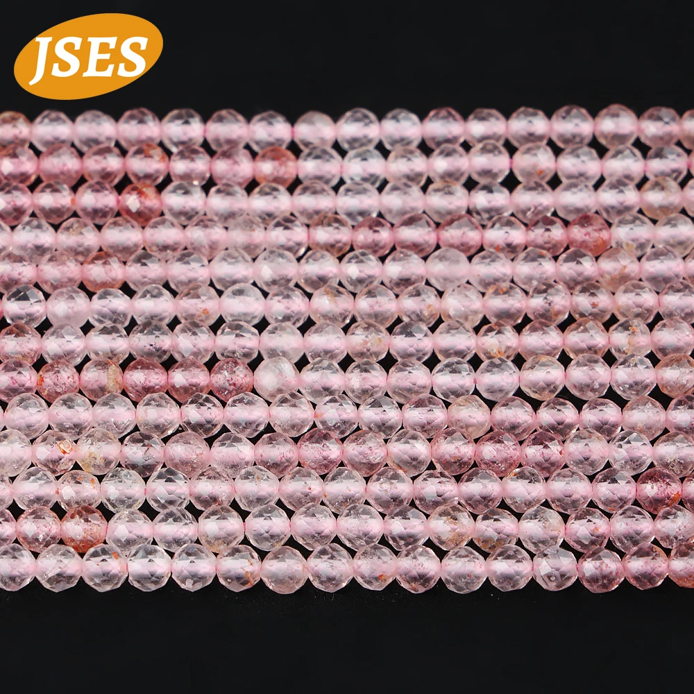 AA Natural Stone Champagne Strawberry Crystal Loose Facted Beads for Jewelry Making Bracelet Spacer Strand Beads DIY Accessories