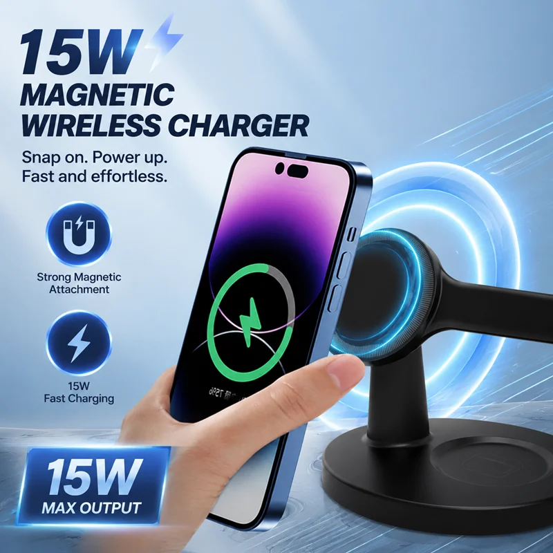 3 In 1 23W Magnetic Wireless Charger Portable Multi‑Function Desktop Fast Charging Station For iPhone 18 17 Airpods Apple Watch view 4