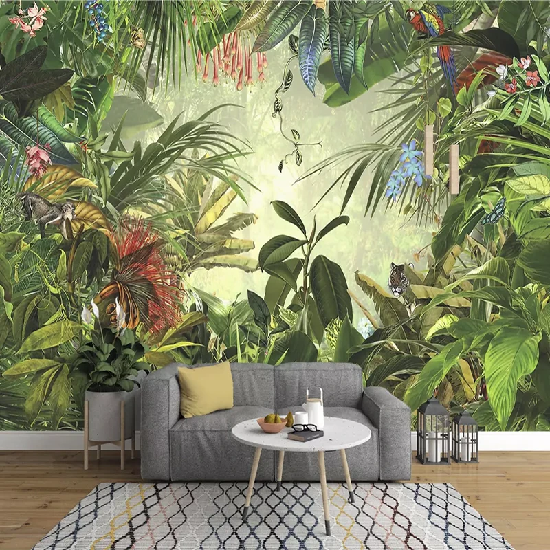 3D Wallpaper Nature Rainforest Banana Leaves Photo Mural Bedroom Living Room TV Backdrop Wall Non-woven Mural Home Decoration