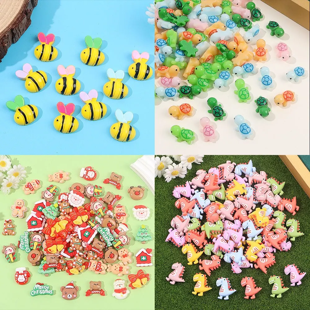 5/11/23pcs Multi-color Resin Bees,turtles,dinosaurs,Christmas Series Non Porous Beads,DIY Decorative Accessories,Christmas Gifts