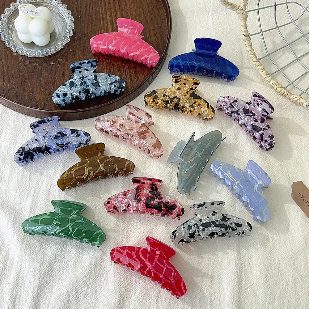 

NEW 8.3CM Marble Pattern Geometric Hair Claw French Retro Acrylic Claw Clips Trendy Hair Clips for Women Girls Hair Accessories