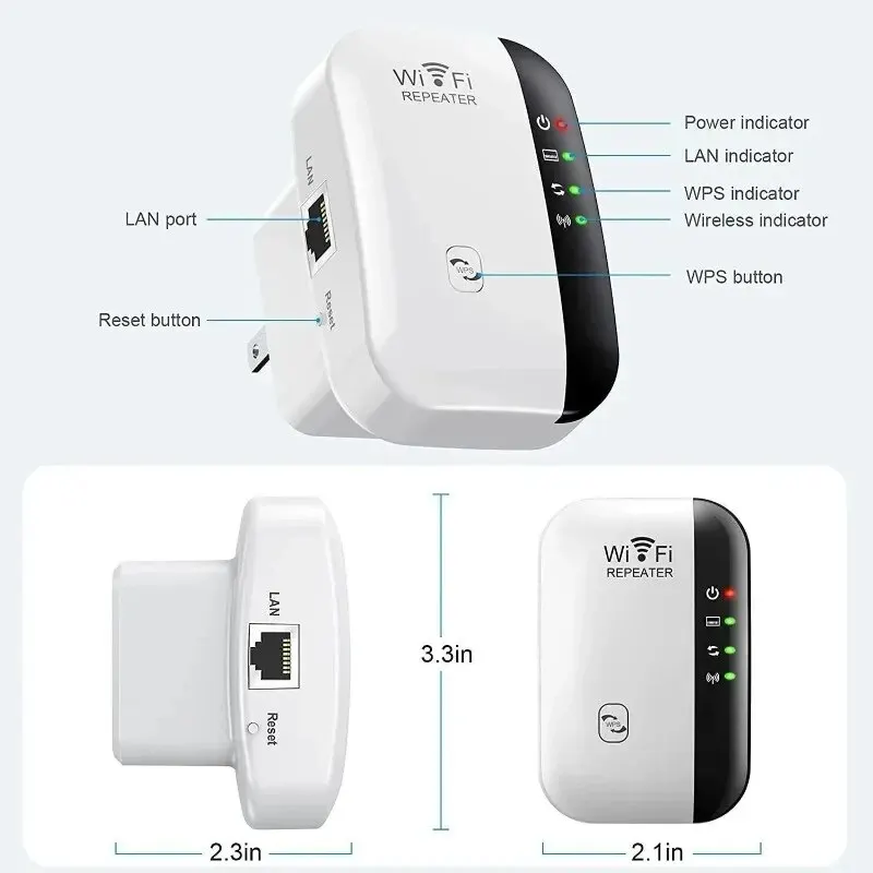 Repetidor Wireless WiFi, Enhancer de Rede Estendida, Roteador Doméstico, Através da Parede, Receber Em Movimento, UE, EUA, 300m