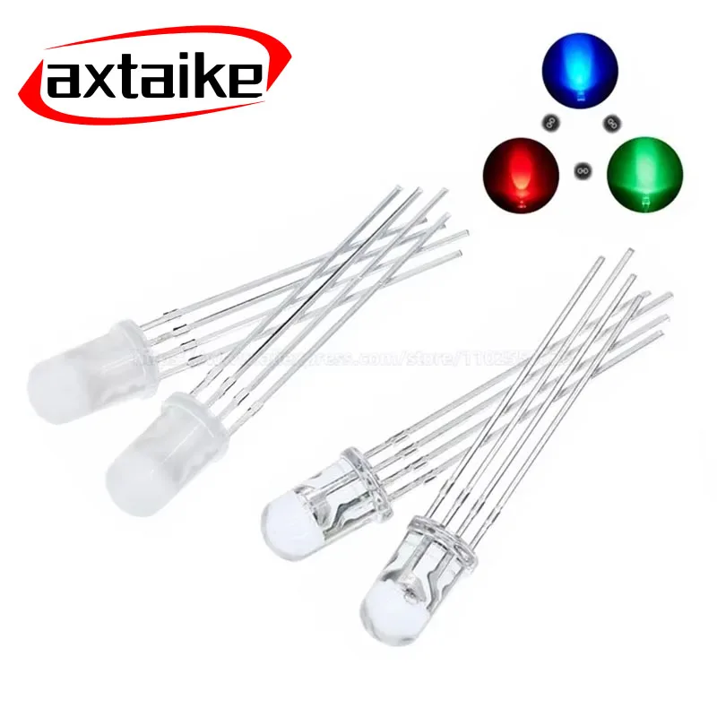 

20PCS 5mm RGB LED Common Cathode / Common Anode Tri-Color Emitting Diodes F5 RGB Diffused / Transparent Highlight for Arduino